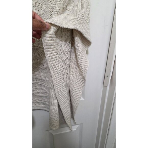 Abercrombie & Fitch Women's Pancho Fisherman Cable Knit Sweater M/L Cream Pullov - Picture 5 of 7